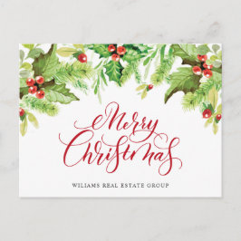 Elegant Holly Berry Mistletoe Corporate jul Helg Vykort