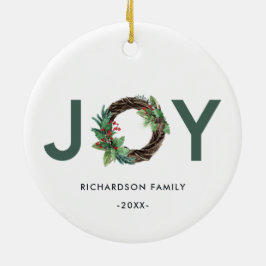 ELEGANT HOLLY BERRY RED GRÖNT JOY WREATH CHRISTMAS JULGRANSPRYDNAD KERAMIK