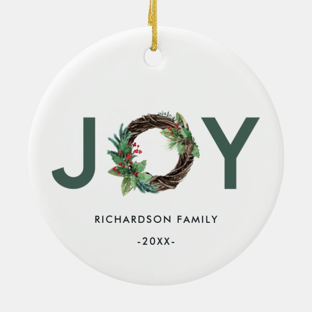 ELEGANT HOLLY BERRY RED GRÖNT JOY WREATH CHRISTMAS JULGRANSPRYDNAD KERAMIK (Baksidan)