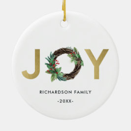 ELEGANT HOLLY BERRY RED GULD JOY WREATH CHRISTMAS JULGRANSPRYDNAD KERAMIK