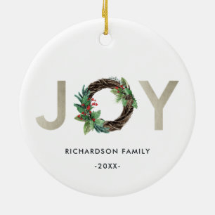 ELEGANT HOLLY BERRY SILVER JOY WREATH CHRISTMAS JULGRANSPRYDNAD KERAMIK
