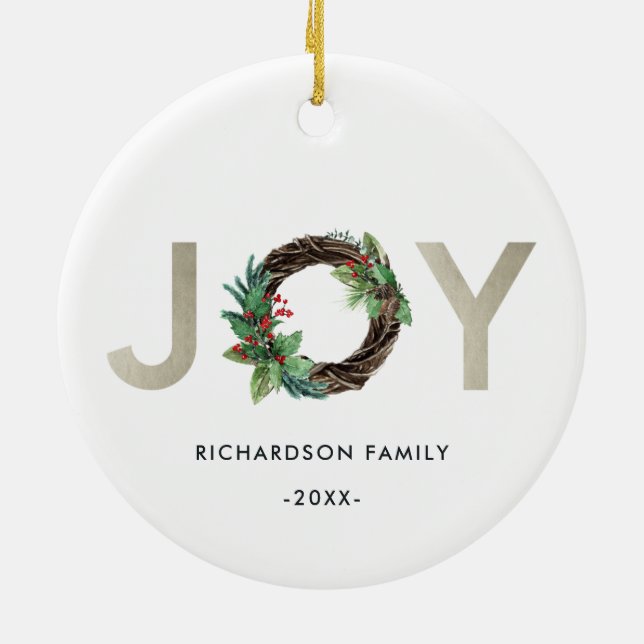 ELEGANT HOLLY BERRY SILVER JOY WREATH CHRISTMAS JULGRANSPRYDNAD KERAMIK (Baksidan)