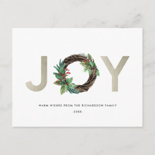 ELEGANT HOLLY BERRY SILVER JOY WREATH CHRISTMAS VYKORT