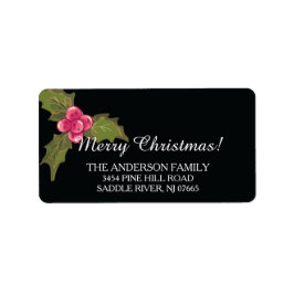 Elegant Holly Evergreen Returadress jul Adressetikett