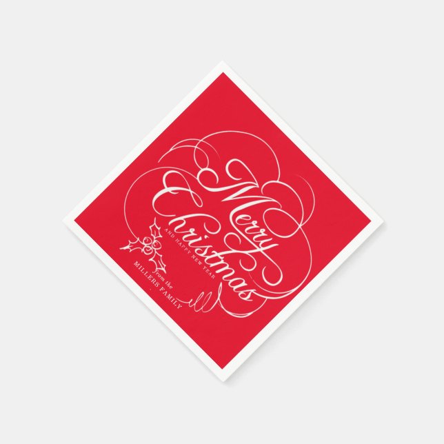 Elegant Holly God jul Red Pappersservett (Hörn)