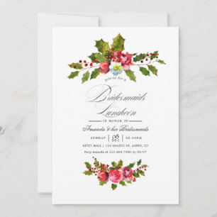 Elegant Holly & Ivy Julbrudtrollopslunch Inbjudningar