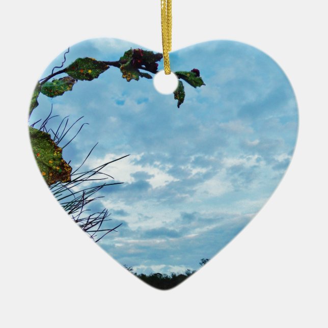 Elegant Holly-julen, blå himmel Julgransprydnad Keramik (Framsidan)