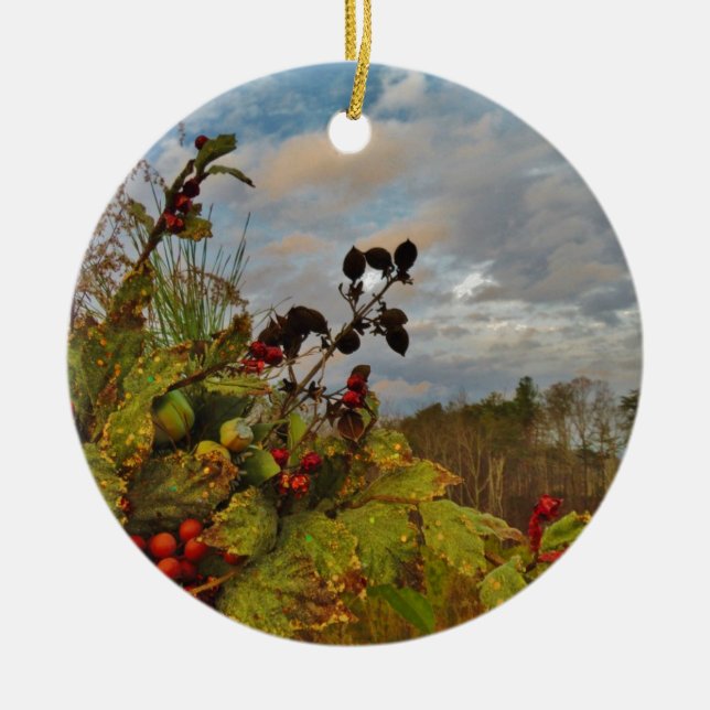 Elegant Holly-julen Julgransprydnad Keramik (Framsidan)