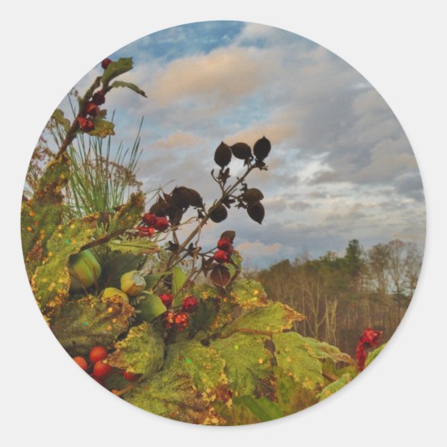 Elegant Holly-julen Runt Klistermärke (Framsida)