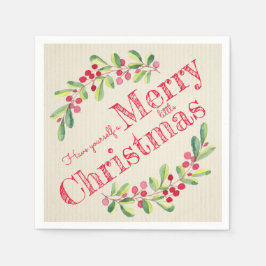 Elegant Holly och Berries Jul Helgdag Pappersservett