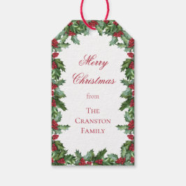 Elegant Holly och Berries Wandan God jul Presentetikett