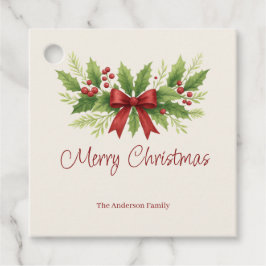 Elegant Holly & Red Bow-jul - Gåvor Etiketter