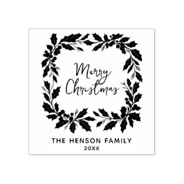Elegant Holly Wreath Merry Christmas  Stämpel
