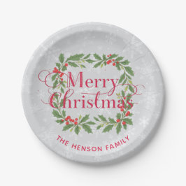 Elegant Holly Wreath Snowflakes Merry Christmas