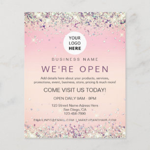 Elegant Holograf Glitter Anpassningsbar Logotyp  R Flygblad