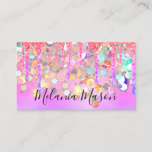 Elegant Holograf Glitter Makeup Artist Guld Bu Visitkort