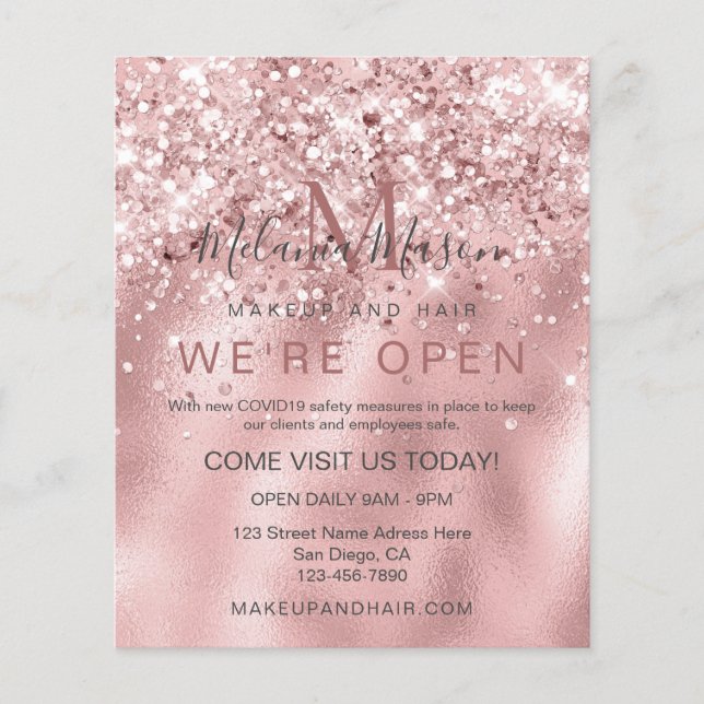 Elegant Holograf Glitter Makeup Artist Rosa Flygblad (Framsidan)