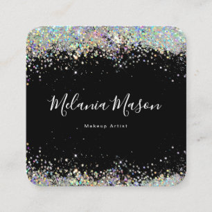 Elegant Holograf Glitter Nail Artist Black Fyrkantigt Visitkort