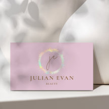 Elegant Holograf Monogram Rosa Affärskort