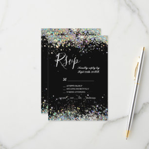 Elegant Holograf Sparkly Glitter Black Modern OSA Kort