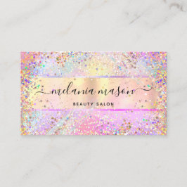 Elegant Holograf Unicorn Confetti Glitter Guld Visitkort