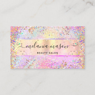 Elegant Holograf Unicorn Confetti Glitter Guld Visitkort