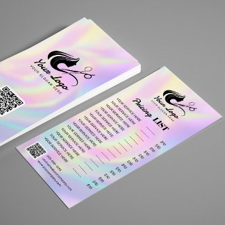 Elegant Holografisk Frisörsalong Logotyp Prislista Reklamkort