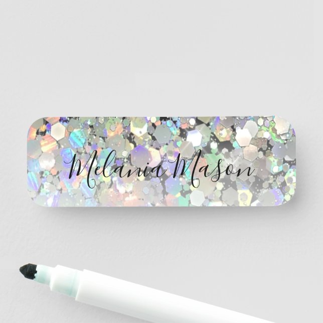 Elegant Holografisk Glitter Makeup-artist Namnbricka (På plats)