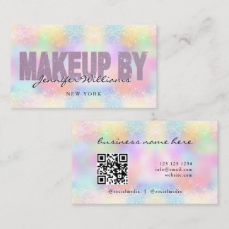 Elegant holografisk glitter QR-kod sminkartist Visitkort