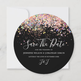 Elegant holografisk glittrande rosa glitter svart spara datumet
