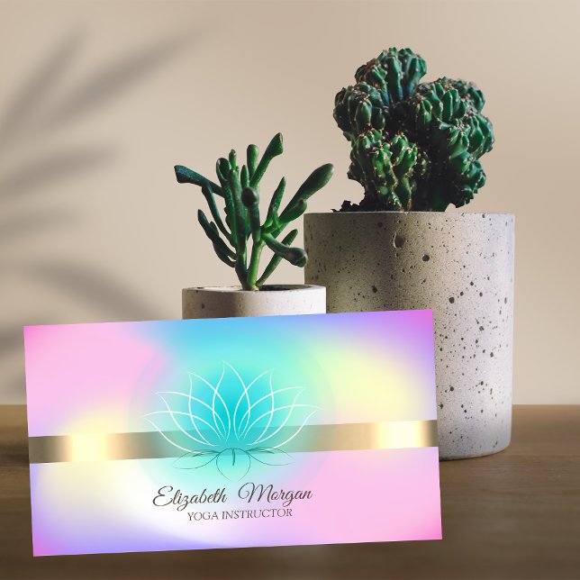Elegant holografisk guld, Lotus  yogainstruktör Visitkort (Skapare uppladdad)