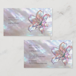 Elegant Holografisk Iridescent Lilja Visitkort