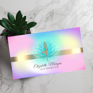 Elegant holografisk lotus-yogaglänsande flicka visitkort