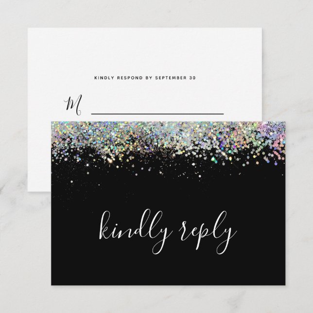 Elegant Holografiska Glitter Bröllop vänliga svar (Fram/baksida)