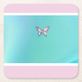 Elegant HoloGrapa Aqua Butterfly Papper Underlägg