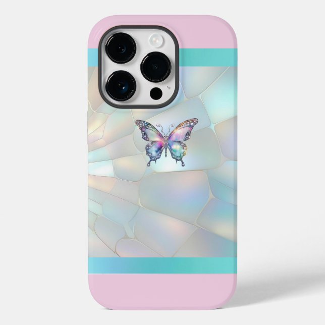Elegant HoloGraph Butterfly iPhone 14 Pro Fodral (Baksida)