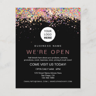 Elegant HoloGraph Glitter Anpassningsbar Logotyp B Flygblad