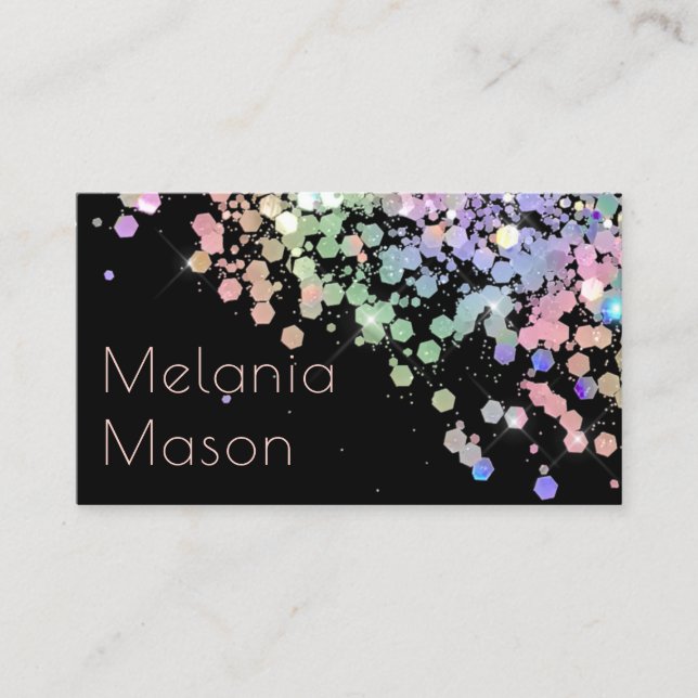 Elegant HoloGraph Glitter Makeup Artist Black Visitkort (Framsida)