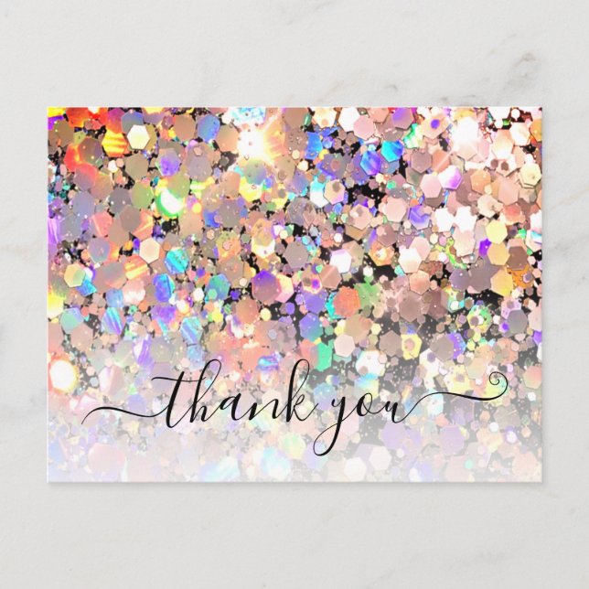 Elegant HoloGraph Glitter Makeup Artist Black Vykort (Framsida)
