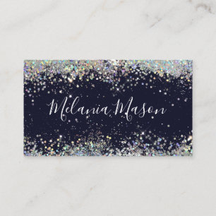 Elegant HoloGraph Glitter Makeup Artist Blue Visitkort
