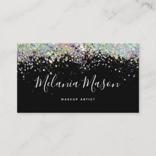 Elegant HoloGraph Glitter Makeup Artist QR-kod Visitkort