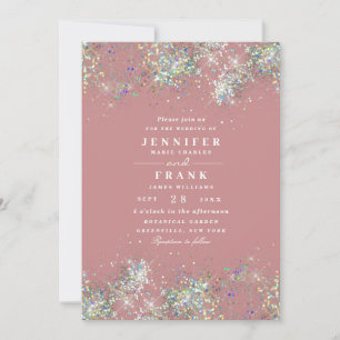 Elegant HoloGraph Glitter Sparkles Dusty Ro Inbjudningar