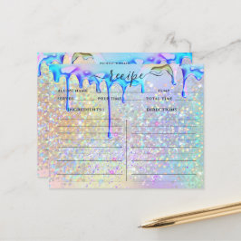 Elegant HoloGraph Guld Glitter Drives Recept Card