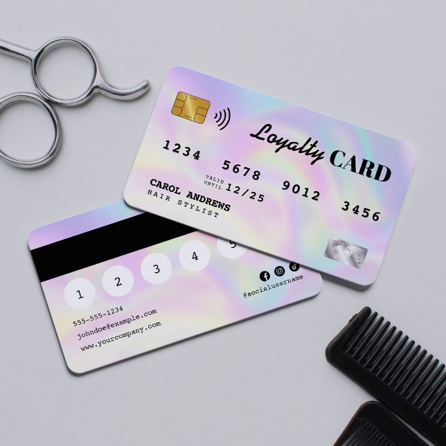 Elegant HoloGraph Hairdresser Kredit Card Lojalitetskort (Skapare uppladdad)