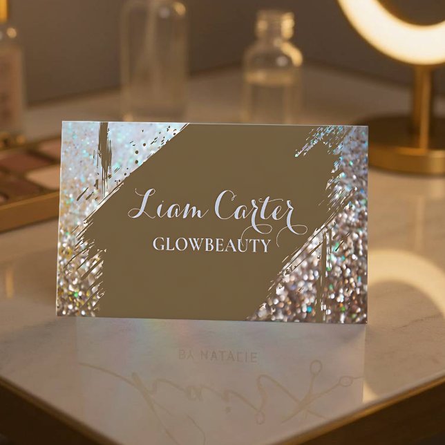 Elegant HoloGraph Push Personlig Namn-kort för  Visitkort (Elegant Holographic Brush Card - Front)