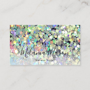 Elegant Holographic Glitter Makeup Artist Black Bu Visitkort