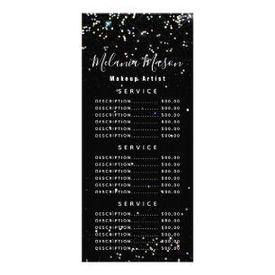 Elegant Holographic Glitter Makeup Artist Black Ra Reklamkort