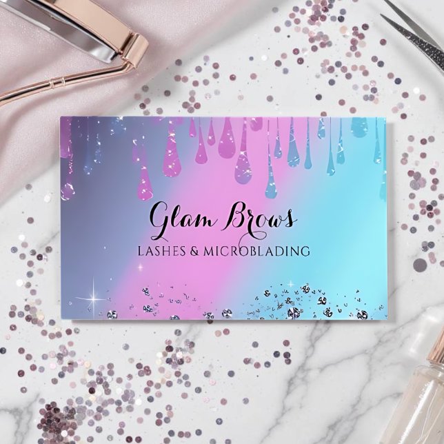 Elegant Holographic Lashes Skönhetssalong Kort (Holographic Business Card)