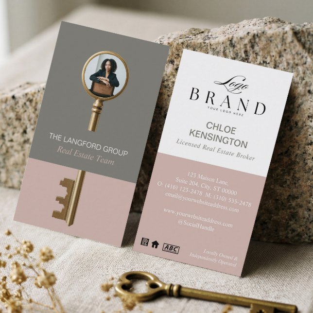 Elegant Home Real Estate Key Professional Photo Visitkort (Elegant Home Real Estate Key Professional Photo Business Card)
