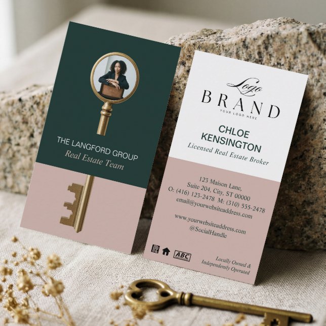 Elegant Home Real Estate Key Professional Photo Visitkort (Elegant Home Real Estate Key Professional Photo Business Card)